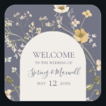 Spring Wildflower | Dusty Purple Wedding Welcome Square Sticker<br><div class="desc">This spring wildflower | dusty purple wedding welcome square sticker is perfect for your rustic vintage boho wedding. The design features colorful, elegant minimalist pastel watercolor wild flowers. It reminds the viewer of a classic simple bohemian summer garden meadow. A highlight of the design is how the floral and the...</div>