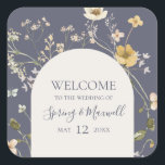 Spring Wildflower | Dusty Purple Wedding Welcome Square Sticker<br><div class="desc">This spring wildflower | dusty purple wedding welcome square sticker is perfect for your rustic vintage boho wedding. The design features colorful, elegant minimalist pastel watercolor wild flowers. It reminds the viewer of a classic simple bohemian summer garden meadow. A highlight of the design is how the floral and the...</div>
