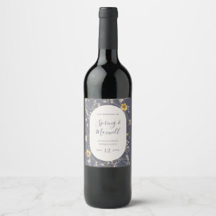 Spring Wildflower Dusty Purple Wedding Wine Label