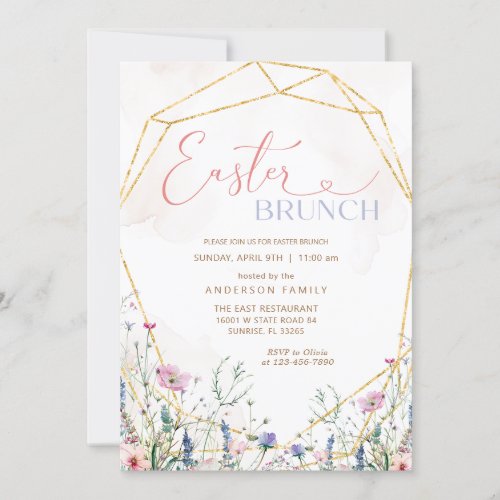 Spring Wildflower Easter Brunch Invitation