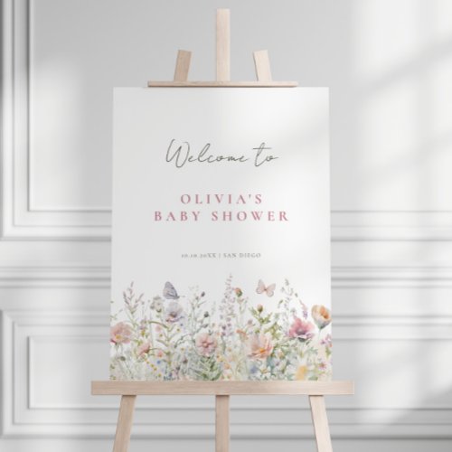 Spring Wildflower Field Baby Shower Welcome Sign