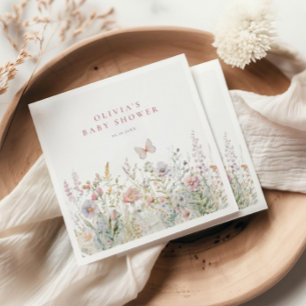 Spring Wildflower Field Butterfly Baby Shower Napkins