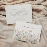 Spring Wildflower Field Butterfly Baby Shower Thank You Card<br><div class="desc">Cute spring themed baby shower thank you card featuring a charming wildflower meadow design with soft delicate pastel dreamy wildflowers on a field with a pastel pink butterfly. This thank you card perfectly captures the delightfulness and beauty of the spring season.</div>