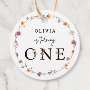 Spring Wildflower First Birthday Party Favor Tags