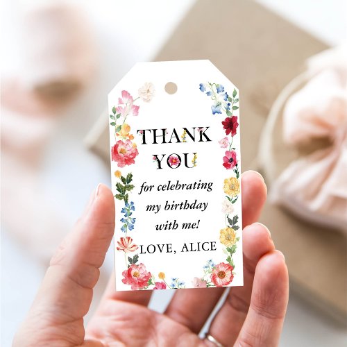 Spring Wildflower First Birthday Party Gift Tags