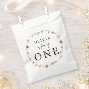 Spring Wildflower Floral 1st Birthday Party Favor Bag
