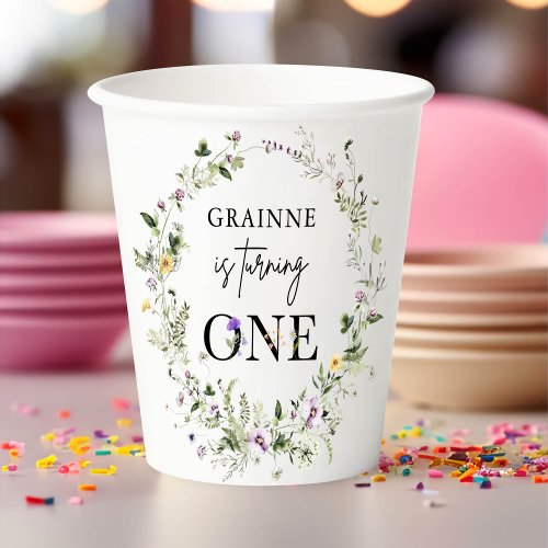 Spring Wildflower Floral 1st Birthday Party Paper Cups