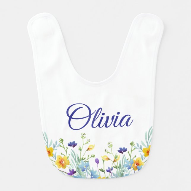 Spring Wildflower Floral Baby Bib (Front)