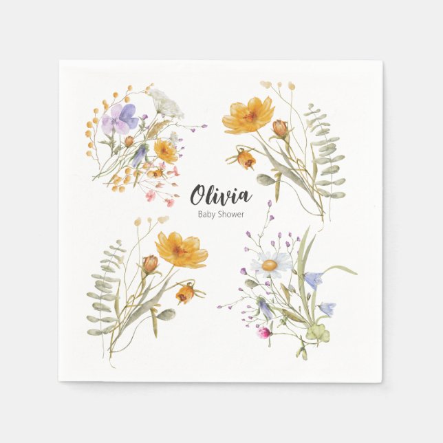 Spring wildflower floral Baby Shower Napkin (Front)
