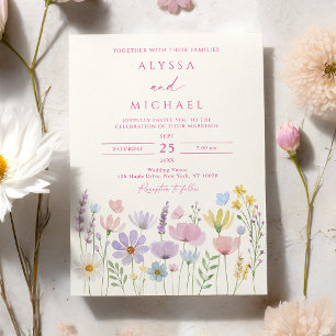 Spring Wildflower Floral Garden Wedding Invitation