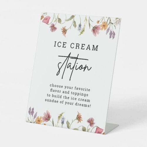 Spring Wildflower Floral Ice Cream Station Sign