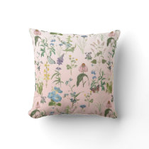 Spring Wildflower Floral Meadow Baby Girl Nursery Throw Pillow