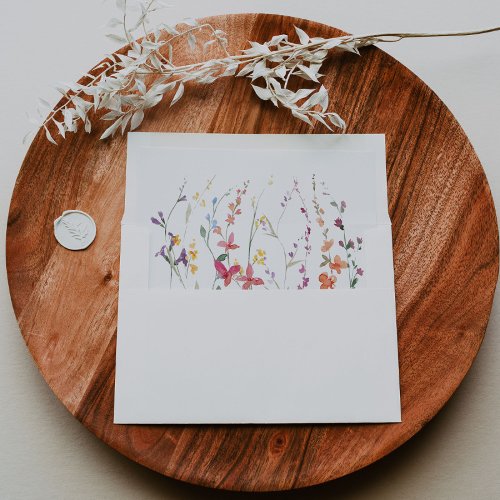 Spring Wildflower Floral Wedding Envelope Liner