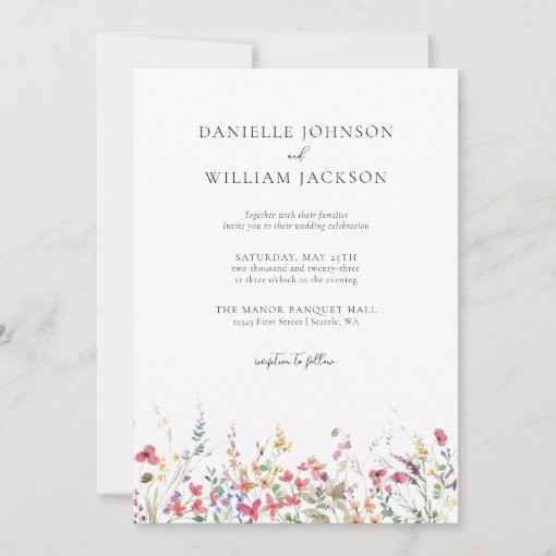 Spring Wildflower Floral Wedding Invitation | Zazzle