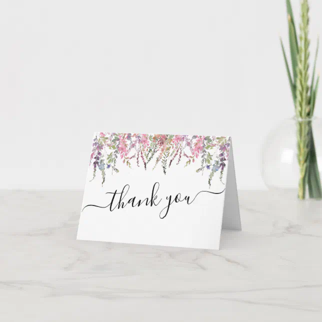 Spring Wildflower Floral Wedding Thank You Card | Zazzle