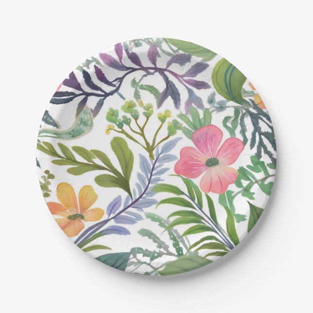 Spring Wildflower Florals | Flower Fields  Paper Plates (Front)
