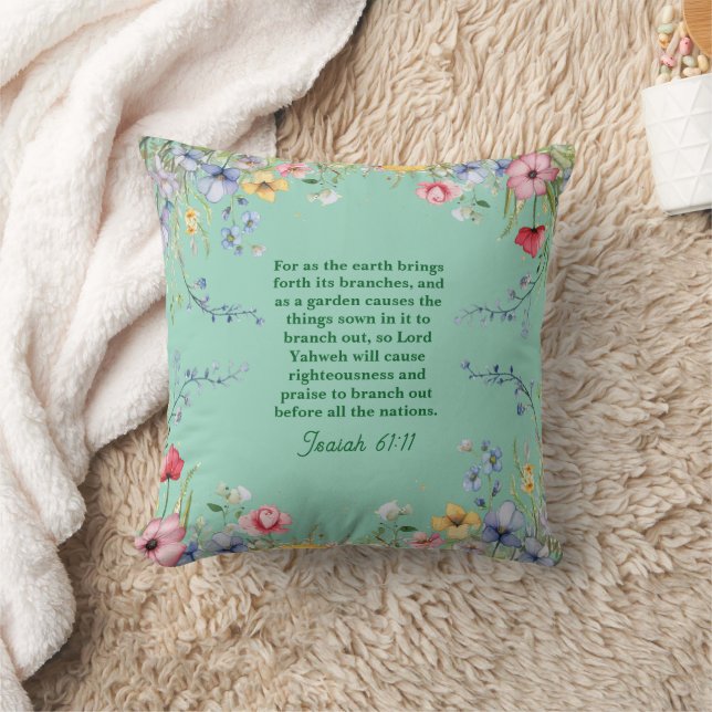Spring Wildflower Garden Bible Verse Double Sided Throw Pillow (Blanket)