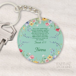 Spring Wildflower Garden Bible Verse Keychain