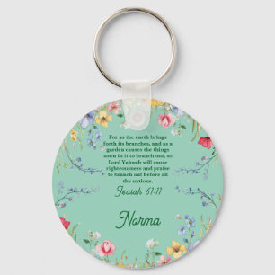 Spring Wildflower Garden Bible Verse Personalized Keychain