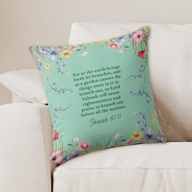 Spring Wildflower Garden Bible Verse Throw Pillow (Creator Uploaded)