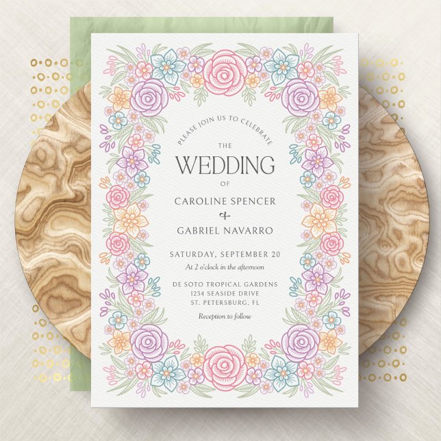 Spring Wildflower Garden Colorful Wedding Invitation (Creator Uploaded)