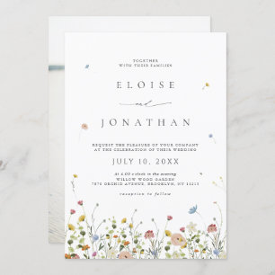 Spring Wildflower Garden Floral Boho Photo Wedding Invitation