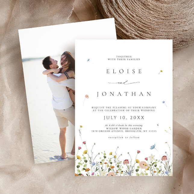Spring Wildflower Garden Floral Boho Photo Wedding Invitation (Spring Wildflower Garden Floral Boho Photo Wedding Invitation)