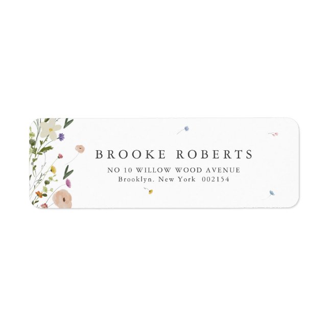 Spring Wildflower Garden Floral Minimalist Address Label (Front)