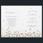 Spring Wildflower Garden Floral Minimalist Wedding<br><div class="desc">Celebrate your special day with this elegant wildflower wedding program card, featuring delicate watercolor florals and modern script typography. The soft floral border, minimalist layout, and pastel color palette make it perfect for garden weddings, outdoor ceremonies, spring or summer celebrations, and boho or rustic themes. Fully customizable with your personal...</div>