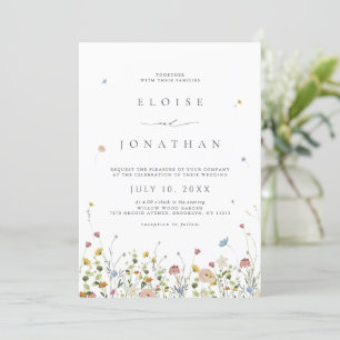 Spring Wildflower Garden Floral Minimalist Wedding Invitation