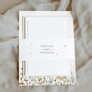 Spring Wildflower Garden Floral Minimalist Wedding Invitation Belly Band