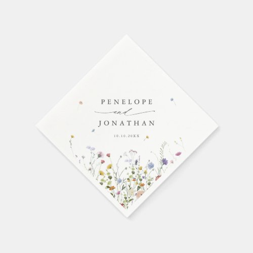Spring Wildflower Garden Floral Minimalist Wedding Napkins