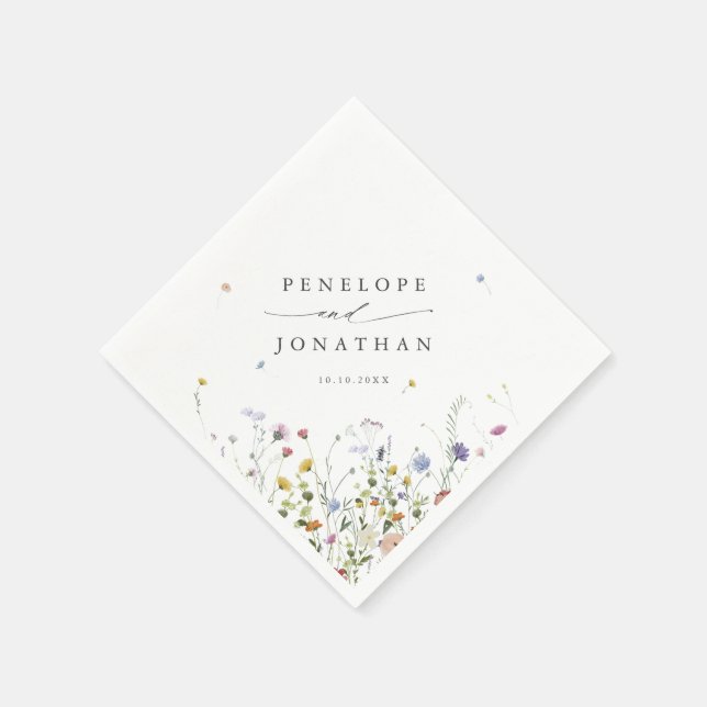 Spring Wildflower Garden Floral Minimalist Wedding Napkins (Corner)