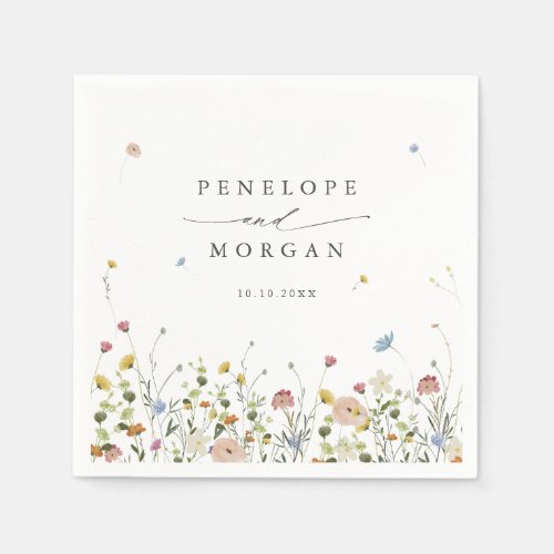 Spring Wildflower Garden Floral Minimalist Wedding Napkins