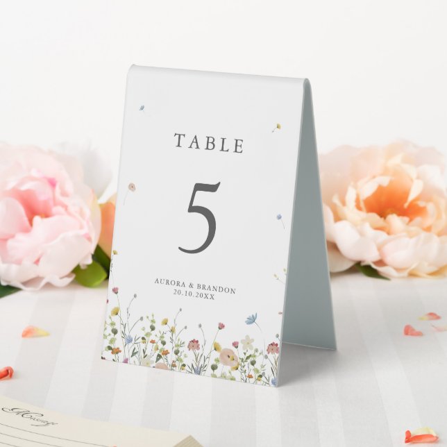 Spring Wildflower Garden Floral Minimalist Wedding Table Tent (In SItu (Wedding))