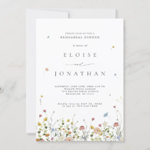 Spring Wildflower Garden Floral Rehearsal Dinner Invitation