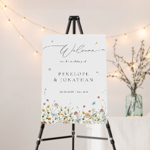 Spring Wildflower Garden Floral  Wedding Welcome Foam Board