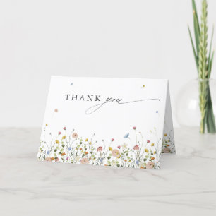 Spring Wildflower Garden Minimalist Bridal Shower  Thank You Card