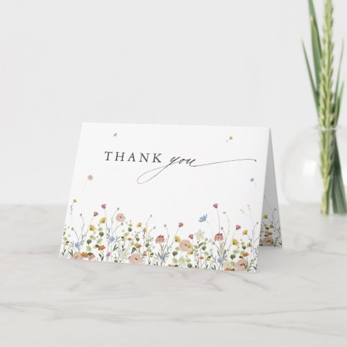 Spring Wildflower Garden Minimalist Bridal Shower Thank You Card