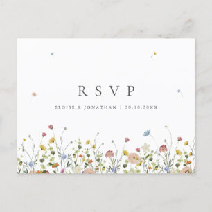 Spring Wildflower Garden Minimalist Wedding RSVP Postcard