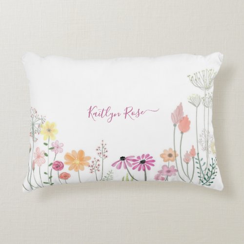 Spring Wildflower Garden  Personalized Accent Pillow