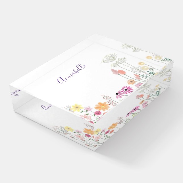 Spring Wildflower Garden | Personalized Paperweight (Angled)
