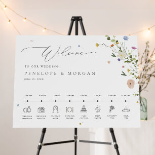 Spring Wildflower Garden  Wedding Welcome Timeline Foam Board