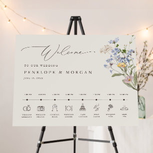 Spring Wildflower Garden Wedding Welcome Timeline Foam Board