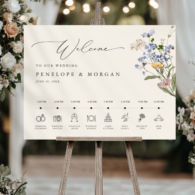 Spring Wildflower Garden Wedding Welcome Timeline Foam Board (Spring Wildflower Garden Wedding Welcome Timeline Foam Board)