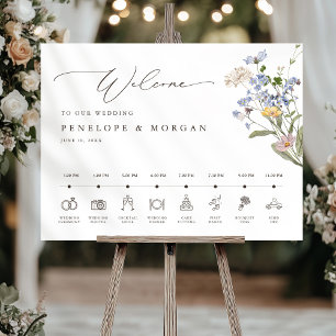 Spring Wildflower Garden Wedding Welcome Timeline Foam Board