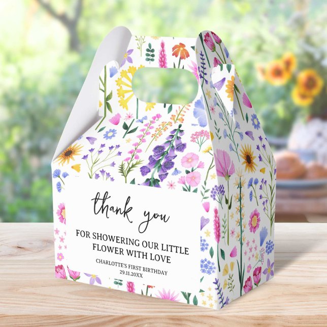 Spring Wildflower Girl's First Birthday Favor Boxes (Spring Wildflower Girl's First Birthday Favor Boxes)