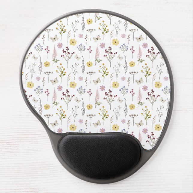 Spring Wildflower Greenery Meadow Flower Garden Gel Mouse Pad (Front)