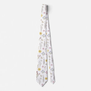 Spring Wildflower Greenery Meadow Flower Garden Neck Tie