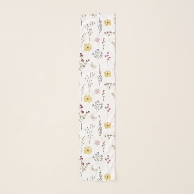 Spring Wildflower Greenery Meadow Flower Garden Scarf (Front)